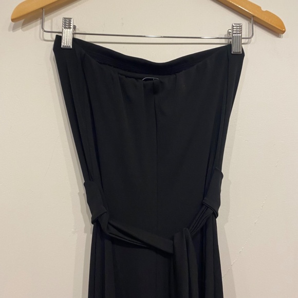 White House Black Market Strapless Black Wide Leg Belted Jumpsuit Size Small - Picture 4 of 6